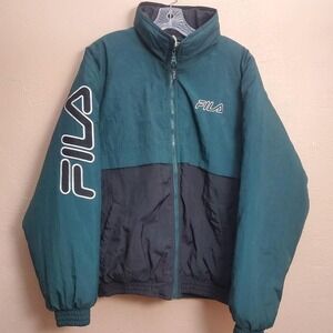 90s Fila green and black puffer jacket‎